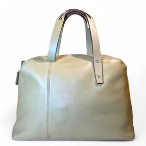 LOEWE Boston Bag With Pouch Neutral Gray Leather Purse Vintage Satchel